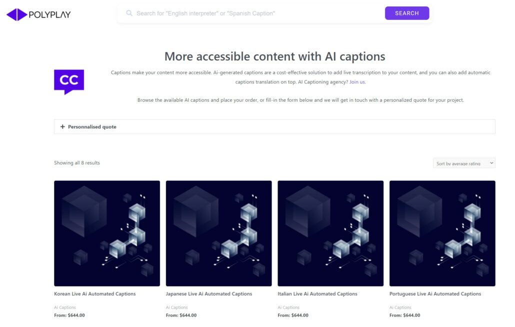 Browse AI-Generated Captioning services on Polyplay.io